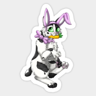 Bobtail BunnyCat: Black Bicolor (Pink) Sticker